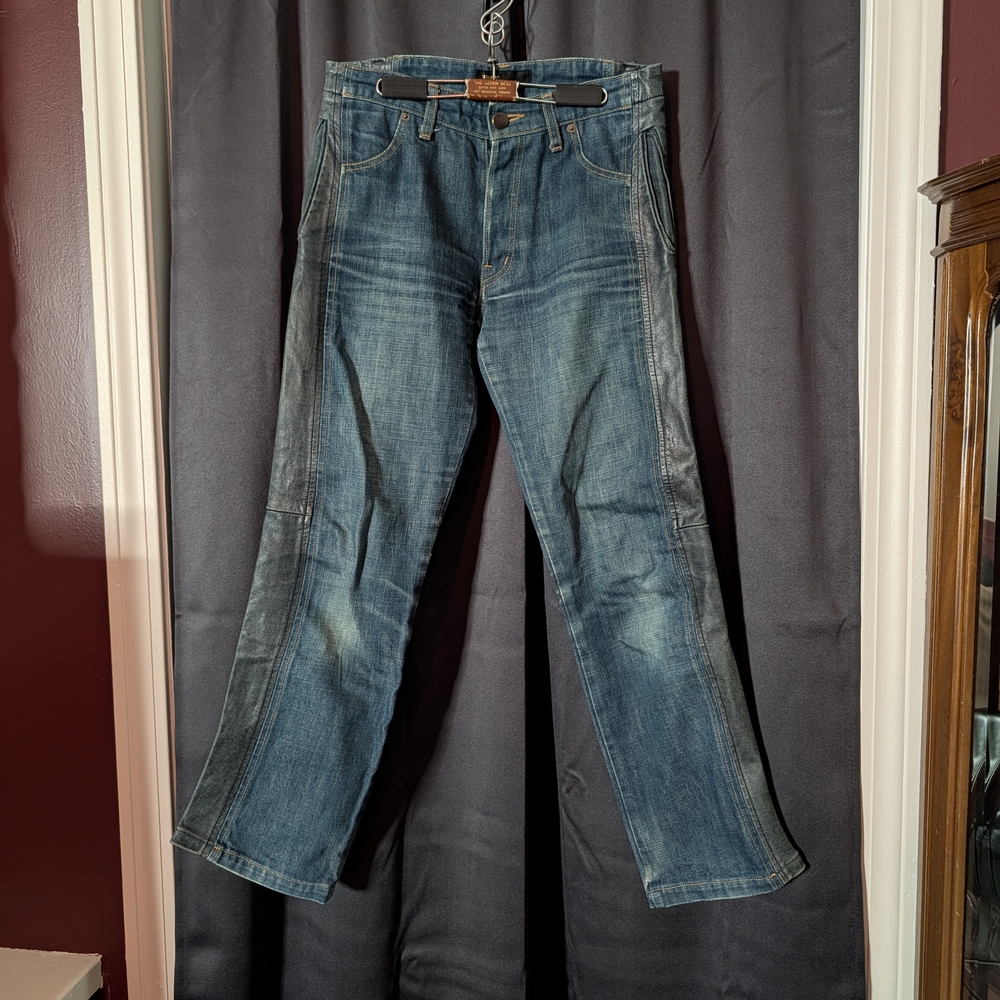 MIHARA YASUHIRO Vintage Horse Leather Trompe L'oeil Japanese Flared Jeans 28"